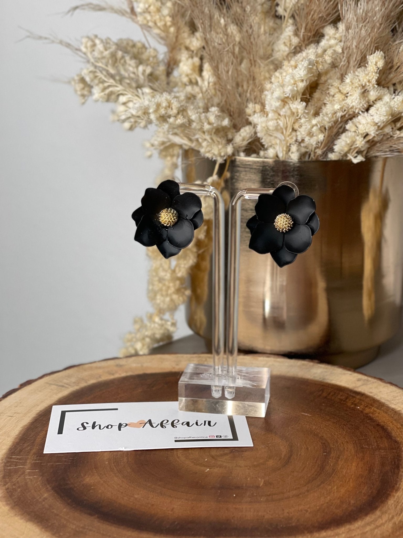 Black Clay Flower Blossom Earring - Shop AffairEarrings50701515