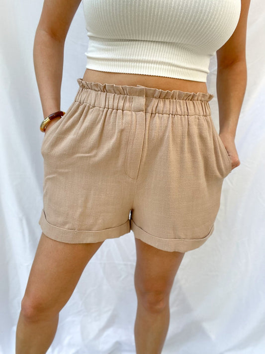 On Holiday Paperbag Waist Linen Shorts - Shop AffairShorts66515489